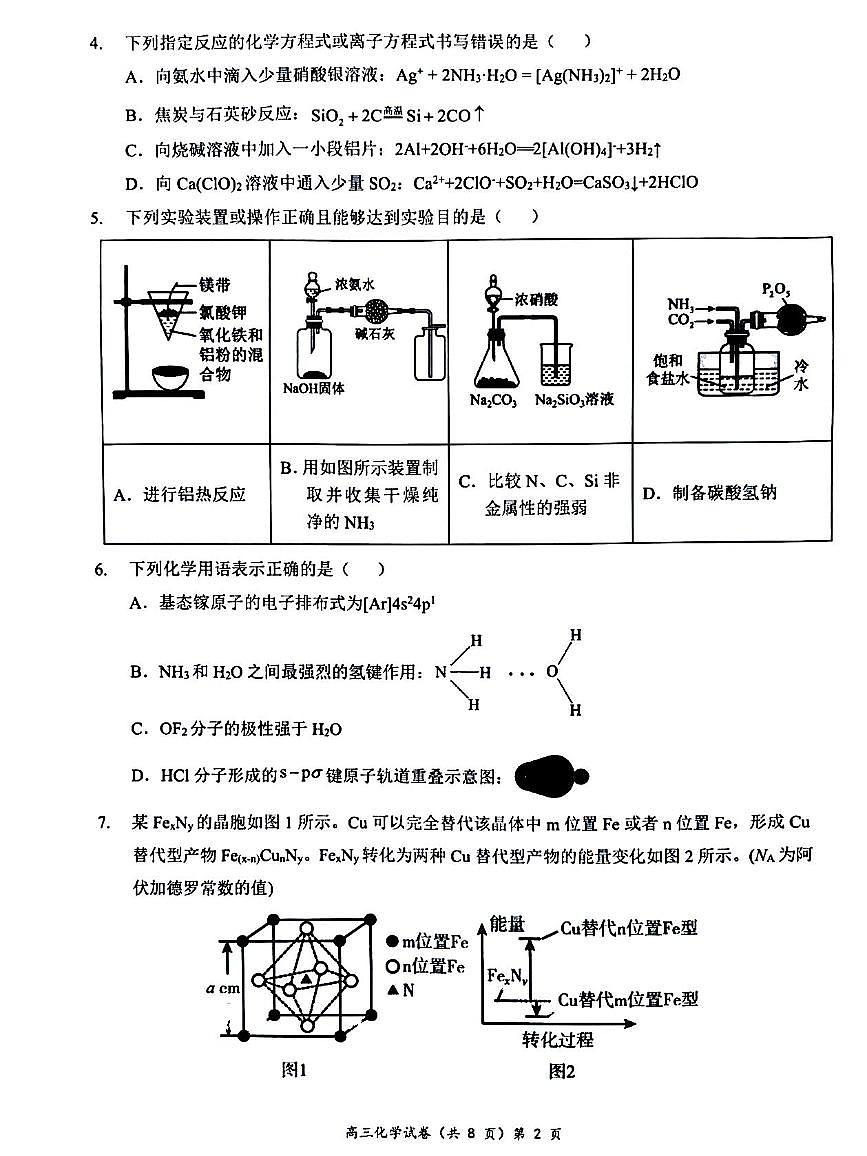 湖北省2024-2025学年高三上学期期中考试试卷第2页