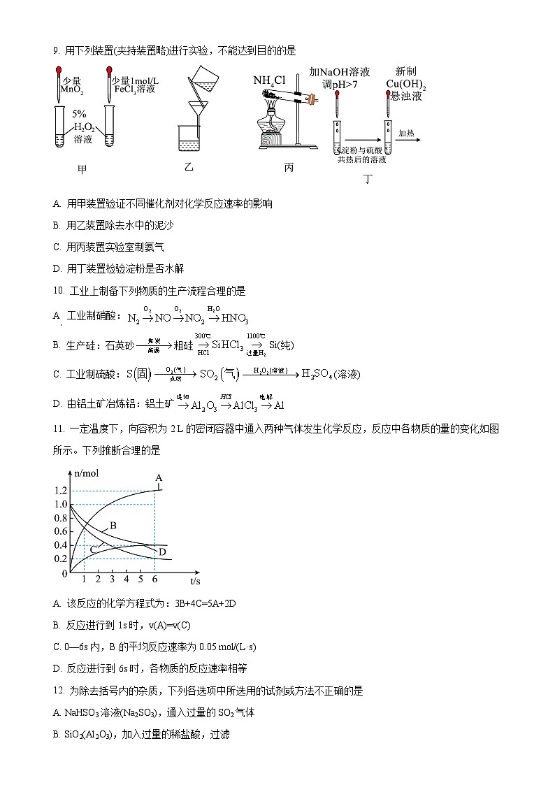 辽宁省葫芦岛市2023-2024学年高一下学期期末考试化学试卷（原卷版）-A4第3页