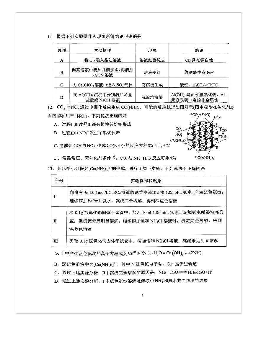 2025-2026学年北京八一学校高三（上）10月月考化学试题及答案第3页