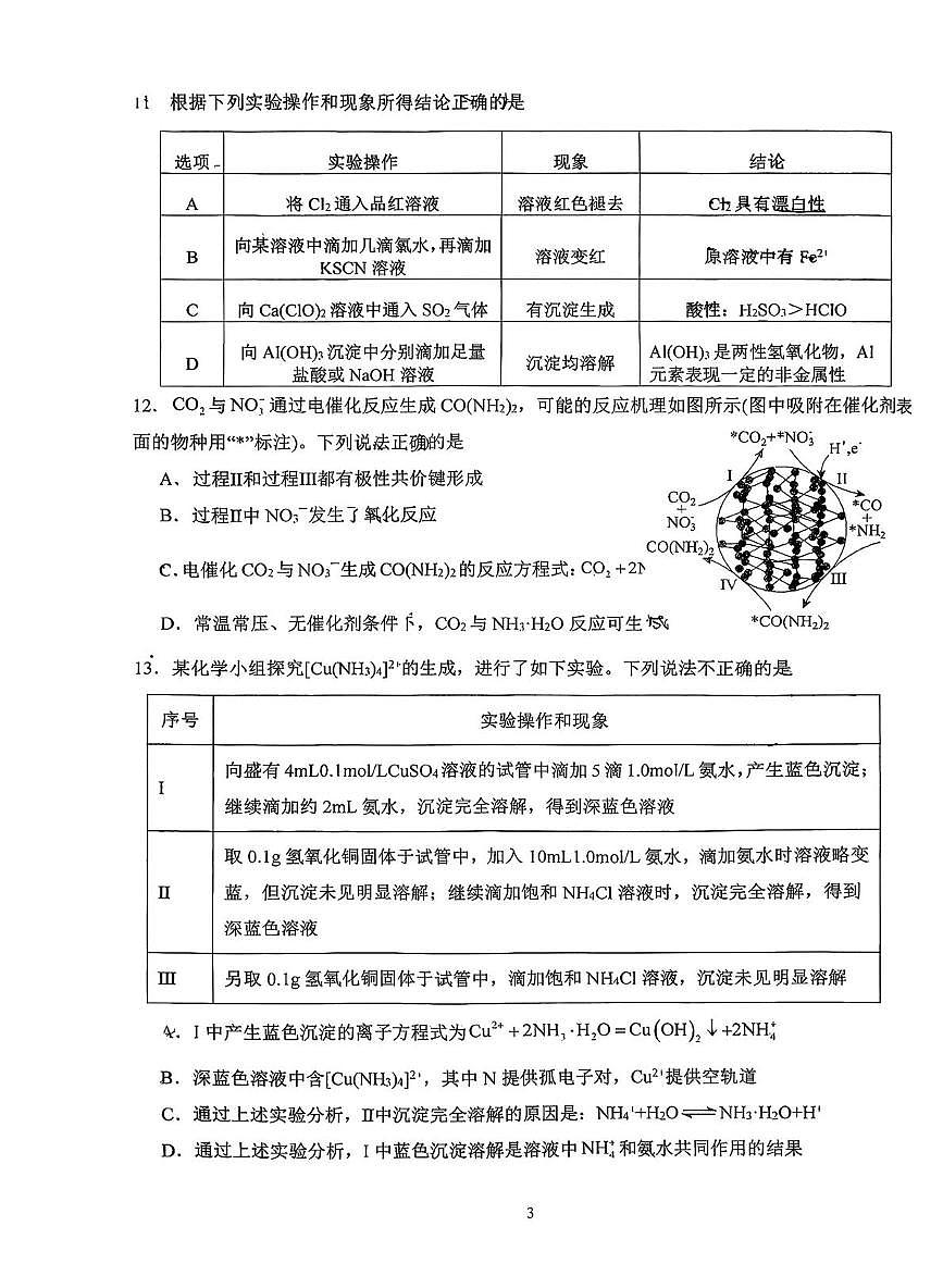 北京市八一学校2025-2026学年高三上学期10月月考 化学试题第3页