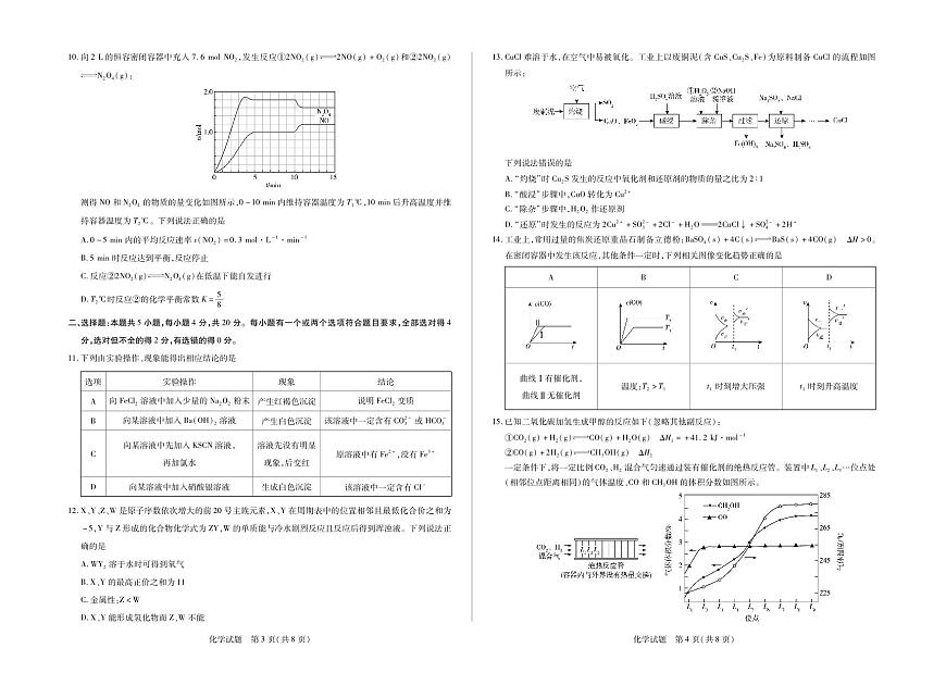 化学山东高三年级十月份阶段性检测第2页