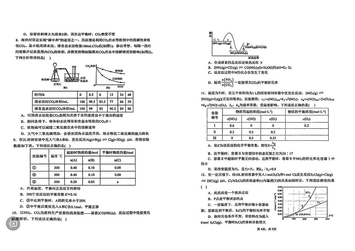 山西省长治学院附属太行中学校2025-2026学年高二上学期第一次月考 化学试题第2页