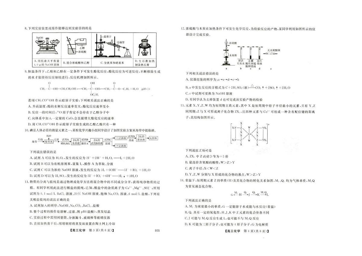 金科大联考·河北省2026届高三10月质量检测+化学第2页
