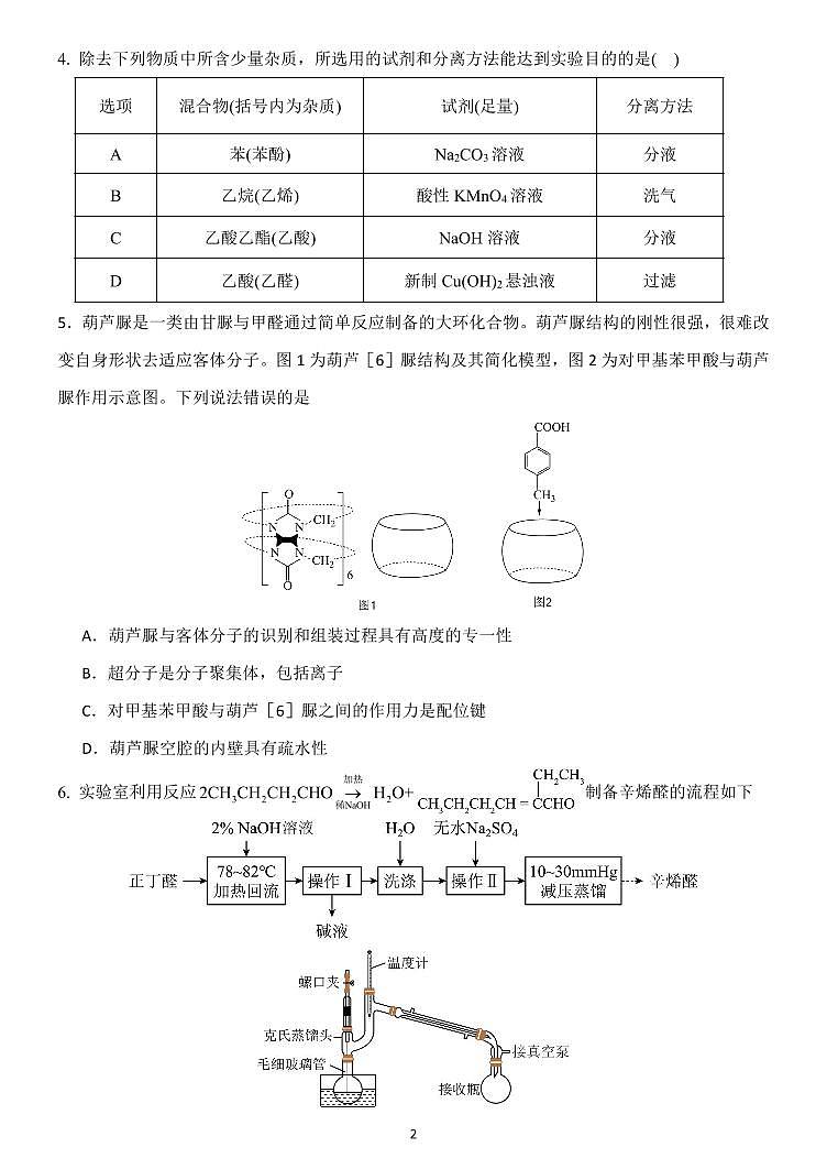 辽宁省沈阳市东北育才学校2024-2025学年高二下学期第二次月考化学试卷第2页