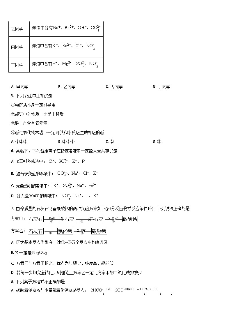 吉林省通化市梅河口市第五中学2025-2026学年高一上学期10月月考化学试卷第2页