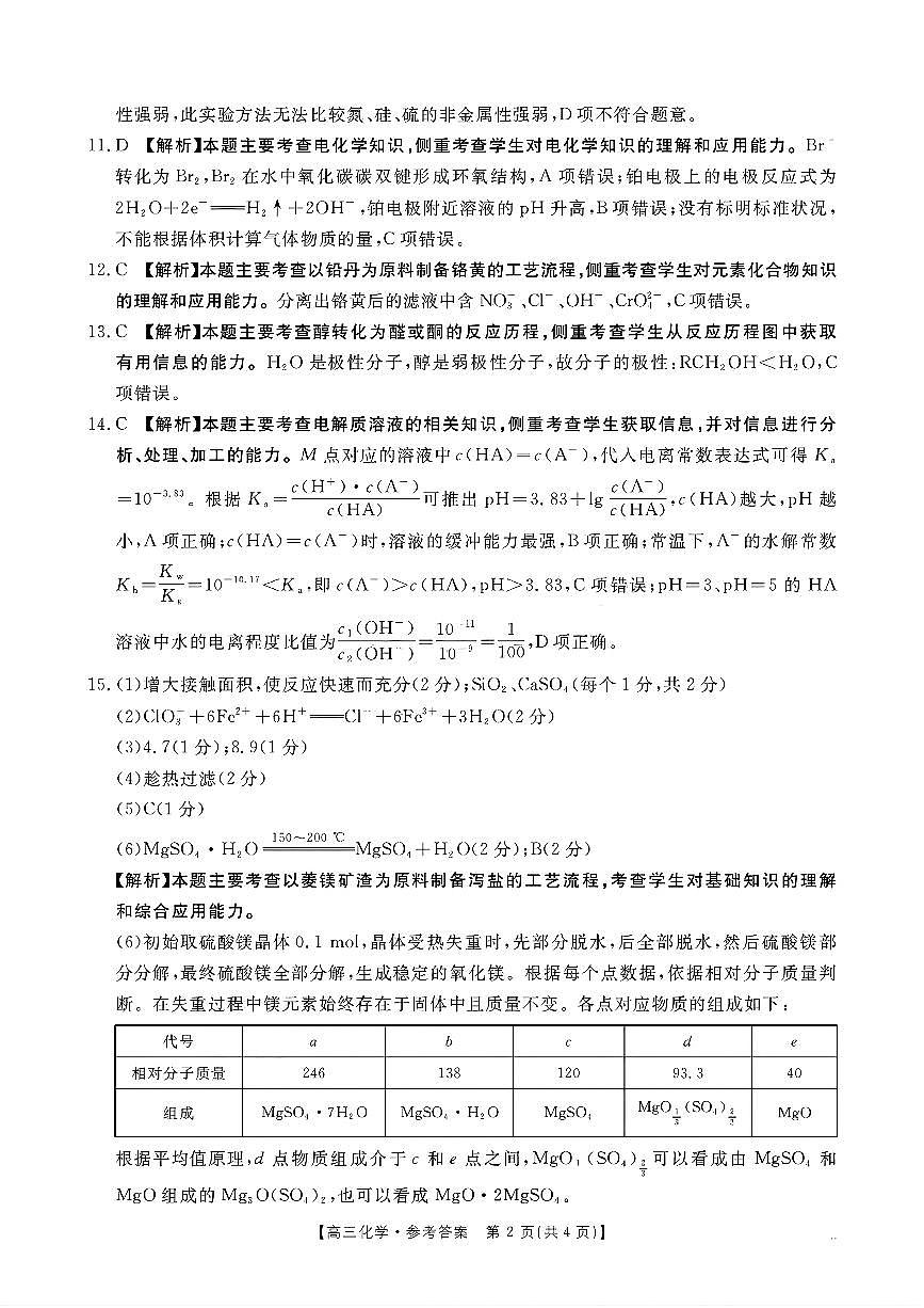 化学答案第2页
