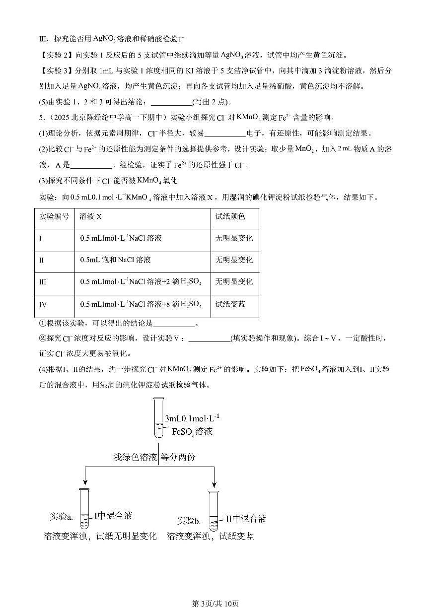 2025北京重点校高一（下）期中化学汇编：元素周期律（非选择题）第3页