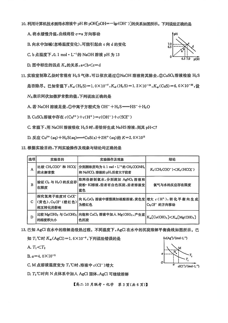 河南洛阳强基联盟联考2025-2026学年高二上学期10月考试化学试卷第3页