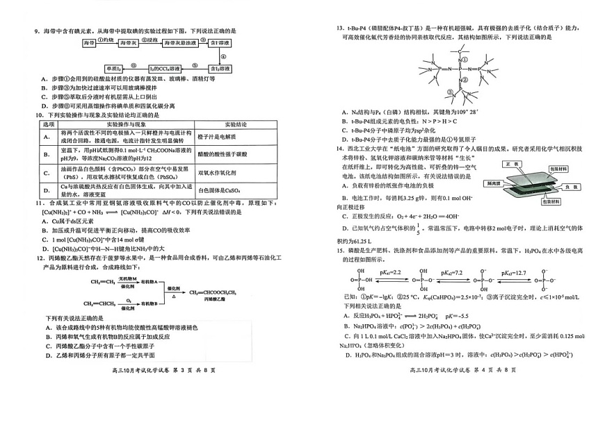 湖北省云学联盟2026届高三上学期10月月考化学试卷第2页