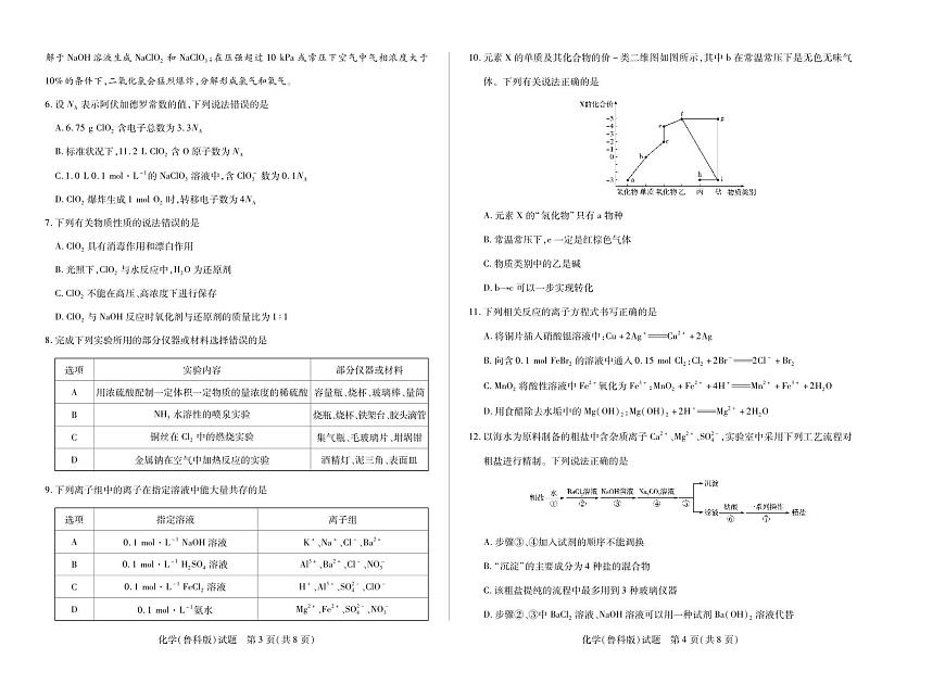 河南省2025—2026学年（上）高三阶段性检测化学(鲁科版)第2页