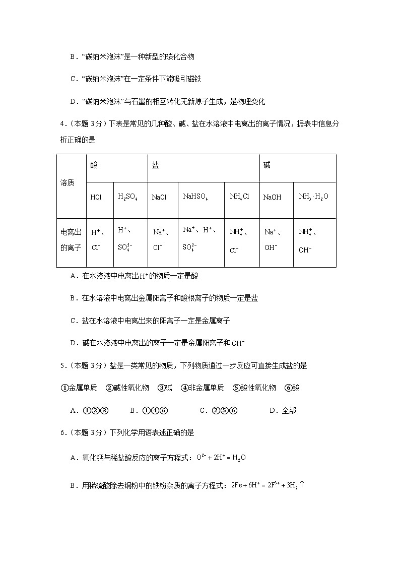湖南省岳阳市汨罗市第一中学2025-2026学年高一上学期9月月考化学试题（含答案）第2页