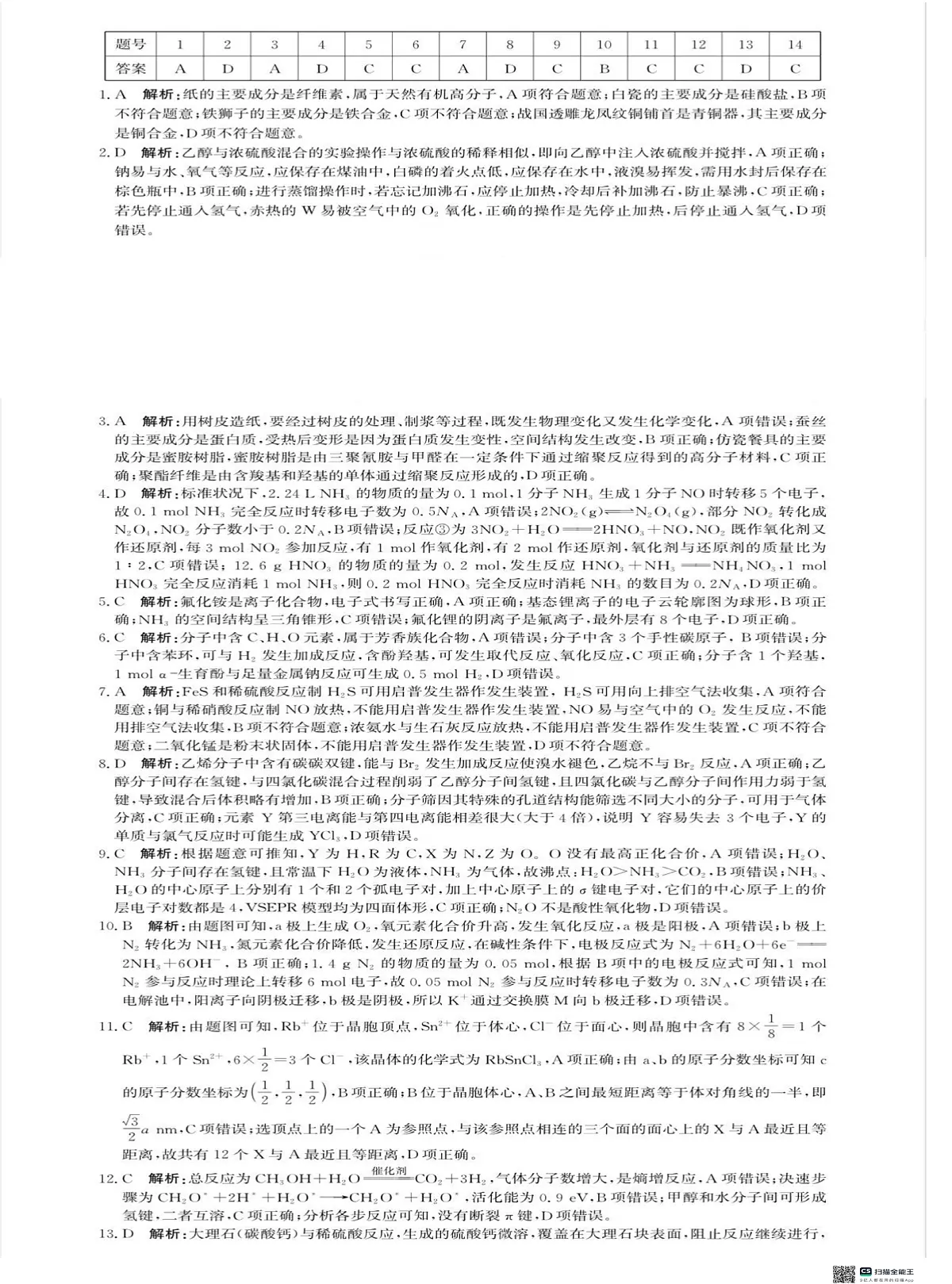 河北省沧州市普通高中2026届高三复习质量检测+化学答案第1页