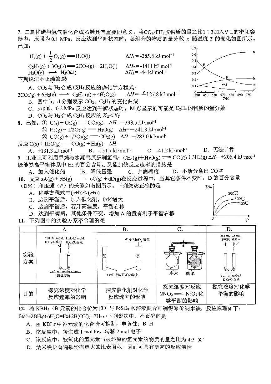 2025北京十一学校高二上10月月考化学试卷第2页
