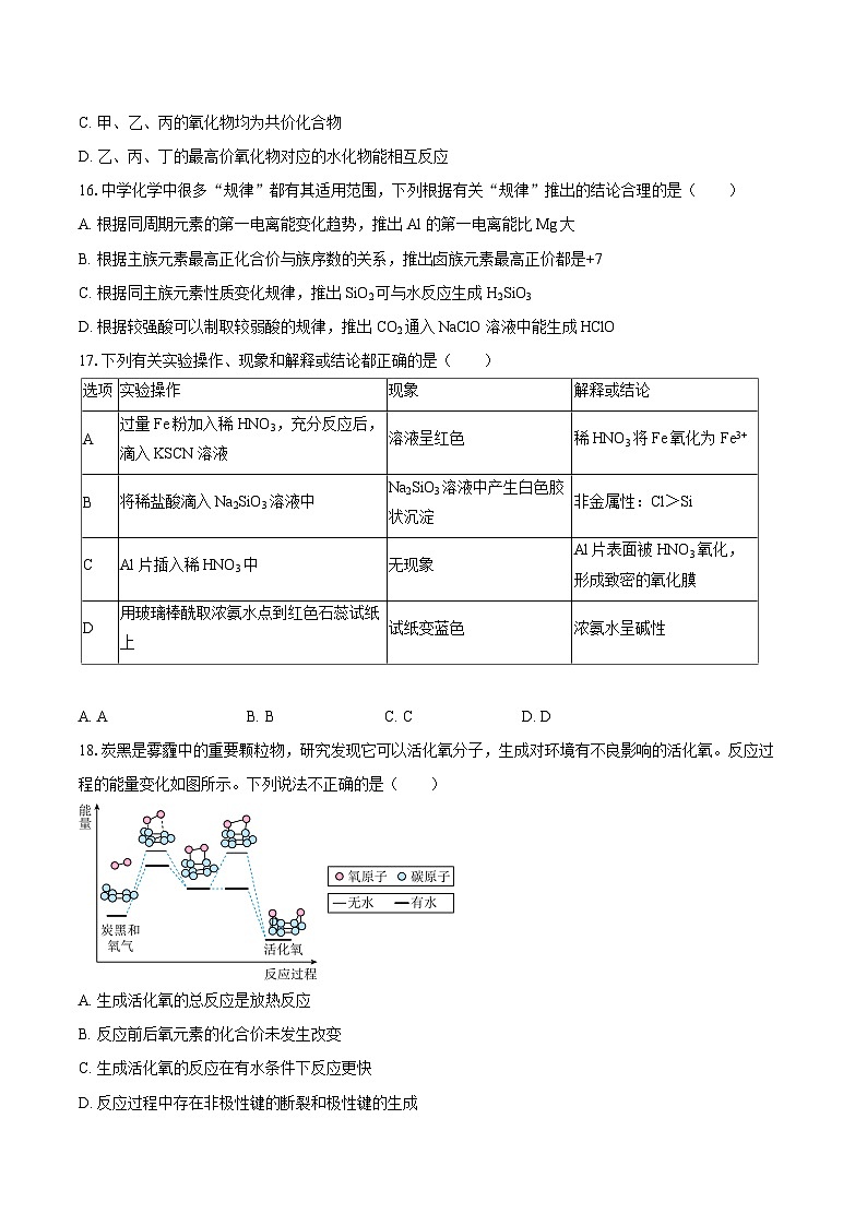 2024-2025学年北京市清华附中高一（下）期中化学试卷（含答案）第3页