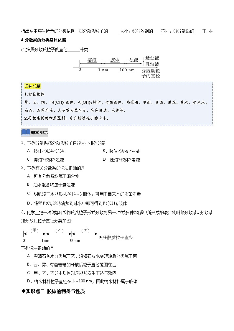 第一节 物质的分类及转化第2课时 分散系及其分类（同步讲义）（原卷版）第2页