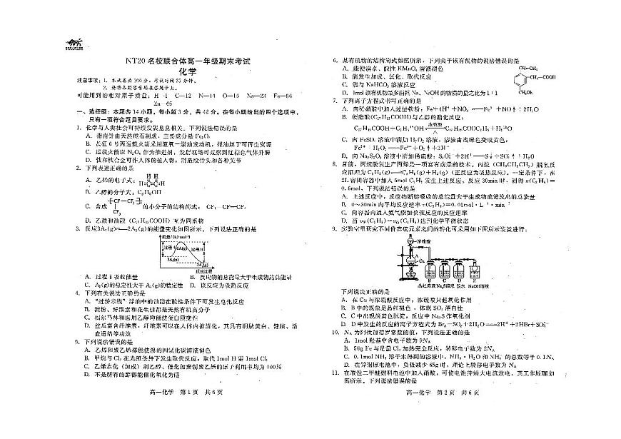 河北省NT20名校联合体2024-2025学年高一下学期6月期末化学试题第1页