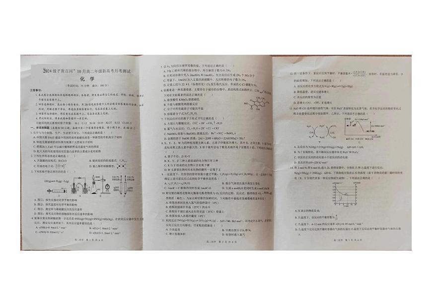 广西“贵百河”联盟2025-2026学年高二上学期10月月考试题 化学 PDF版含解析第1页