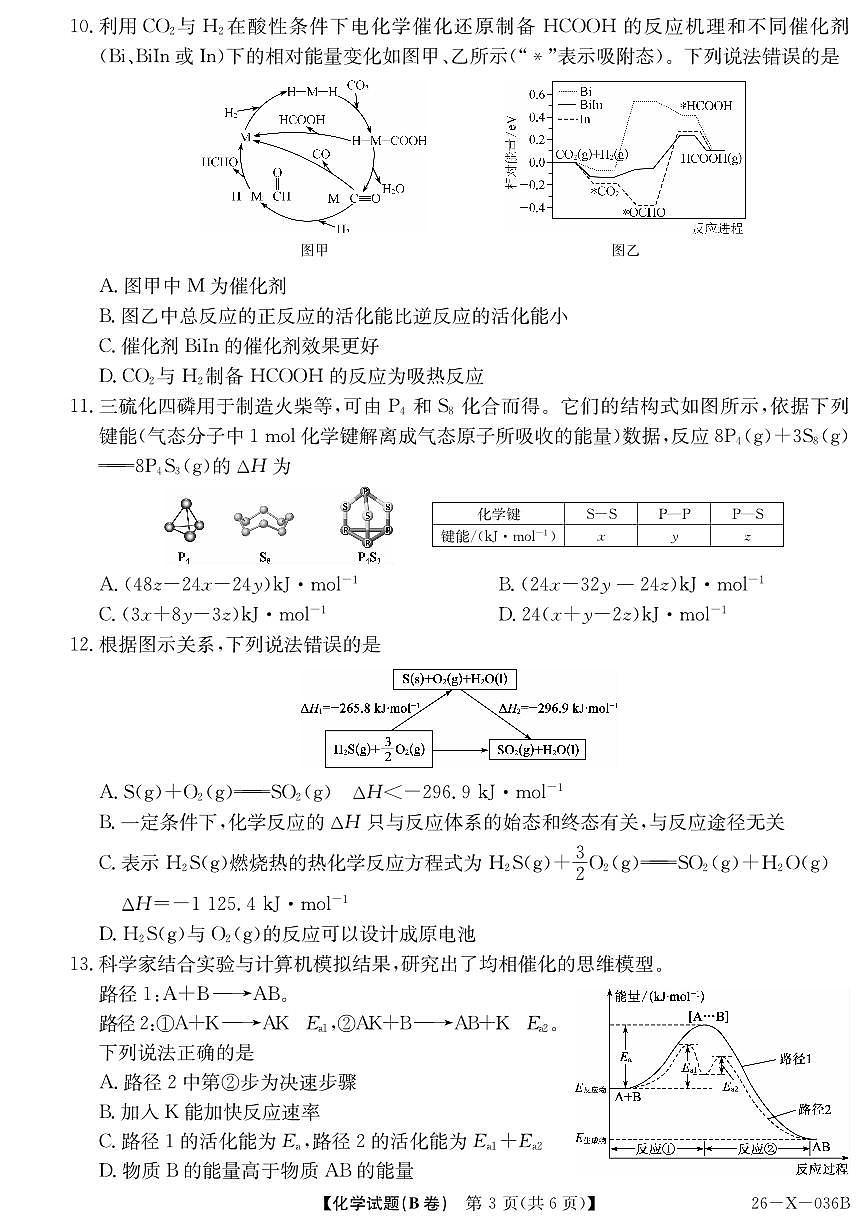 河南省TOP二十名校2025-2026学年高二上学期十月调研考试化学试题（B卷）（月考）第3页