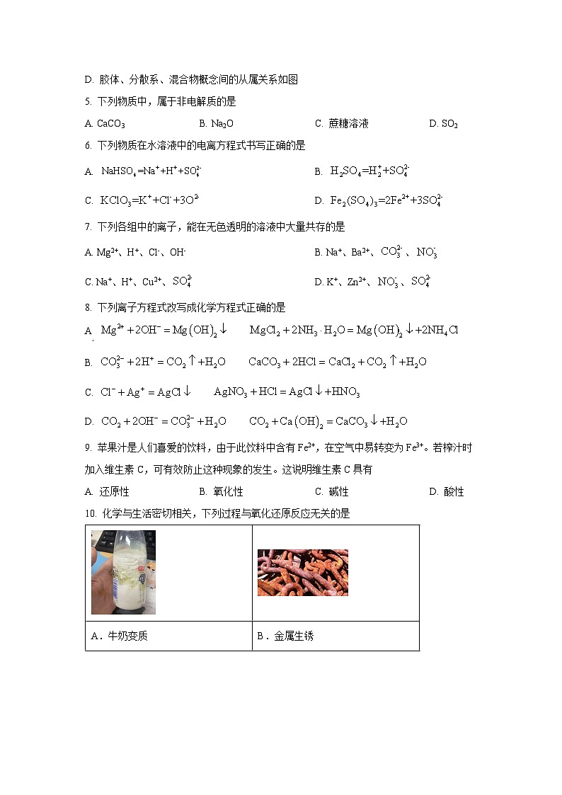 新疆维吾尔自治区喀什地区巴楚县2024-2025学年高一上学期10月期中考试化学试卷（学生版）第2页