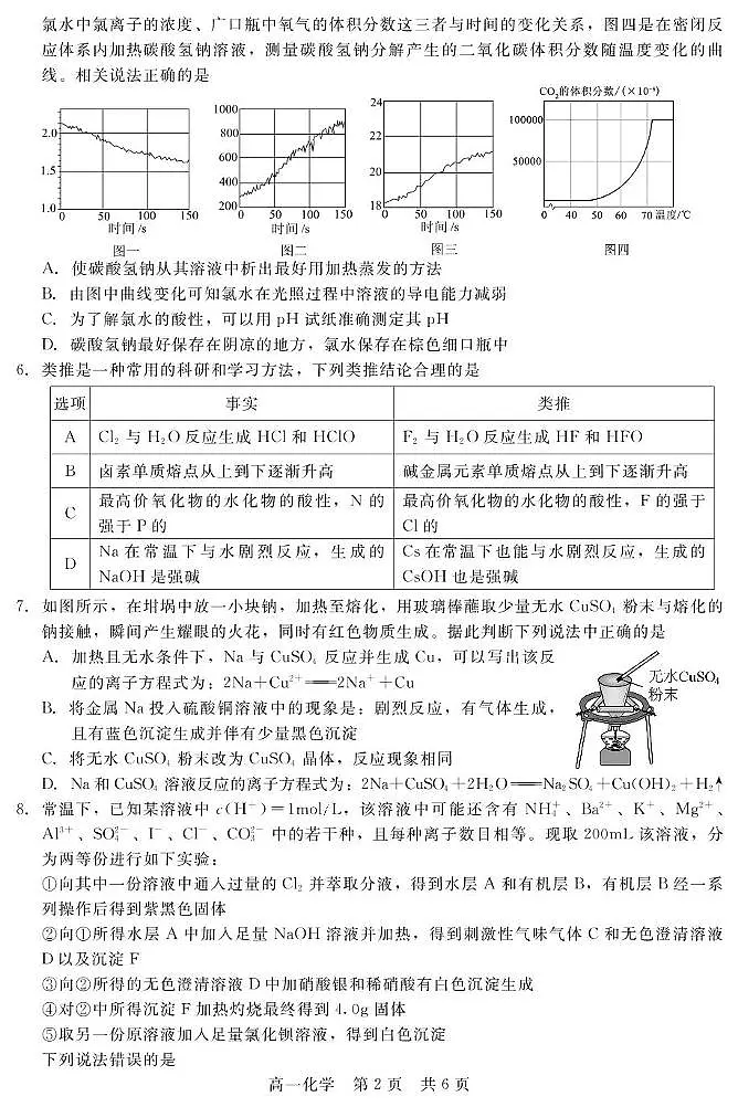 河北省邯郸市NT20名校联合体2024-2025学年高一上学期期末考前实战大演练试题化学试卷第2页