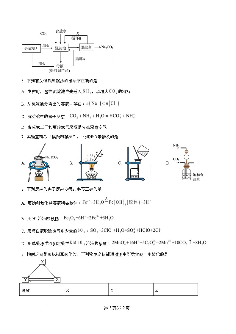 安徽省阜阳市临泉县第一中学等校2026届高三上学期一模化学试题（原卷版）第3页