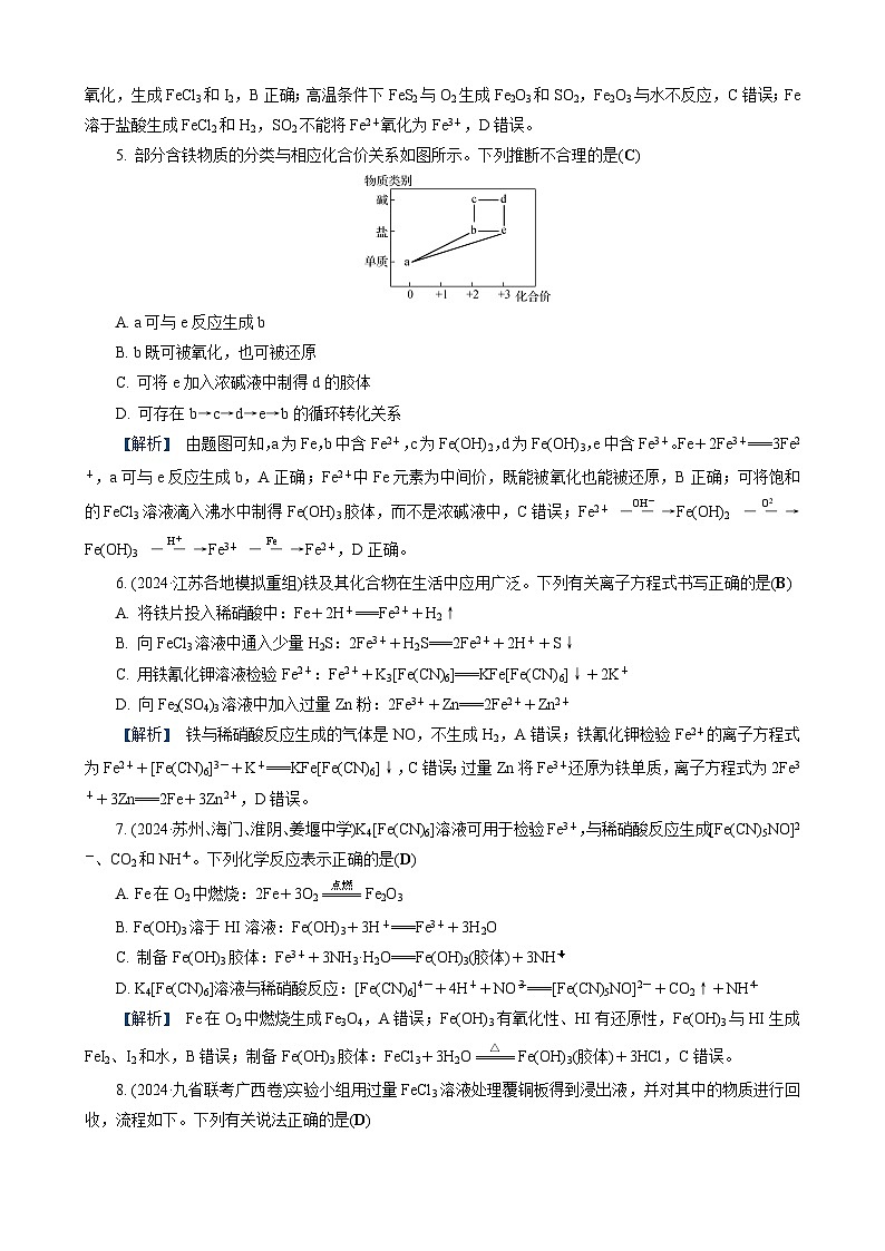 高考化学一轮复习讲义第8讲　练习2　Fe2＋、Fe3＋的检验　铁及其化合物的转化第2页
