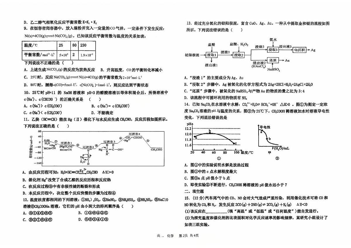 河南省信阳市光山县第二高级中学2025-2026学年高二上学期10月月考化学试卷第2页