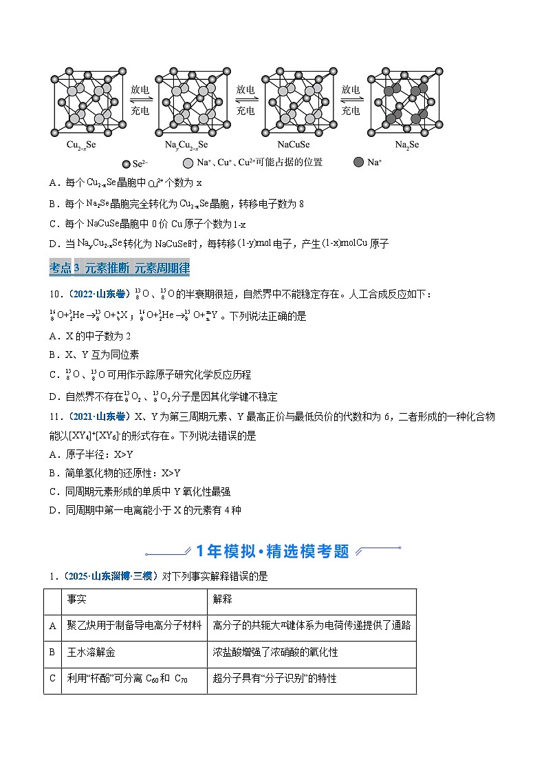 备战2026年高考(2021-2025)高考化学真题分类汇编(山东专用)专题03物质结构与性质(原卷版+解析版)第3页