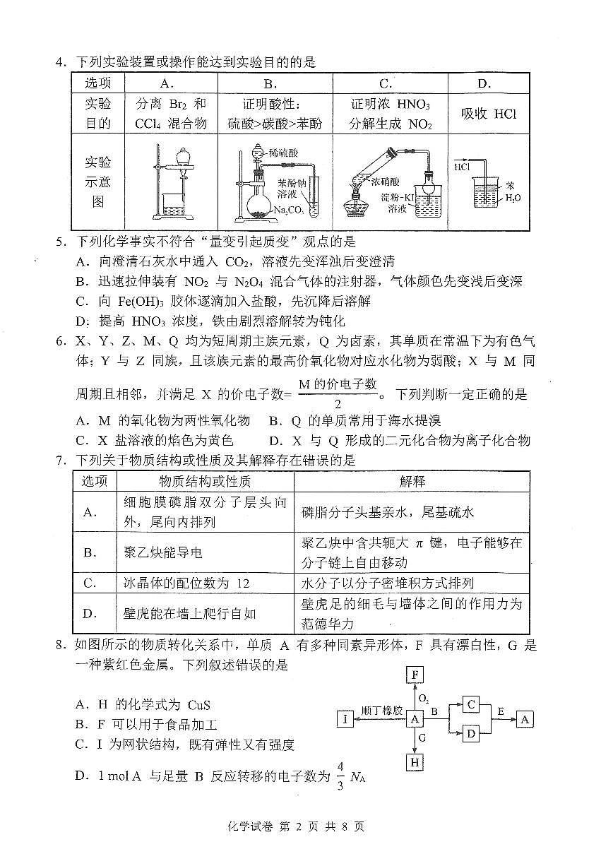 湖北省腾云联盟2026届高三10月联考化学试卷（无答案）第2页