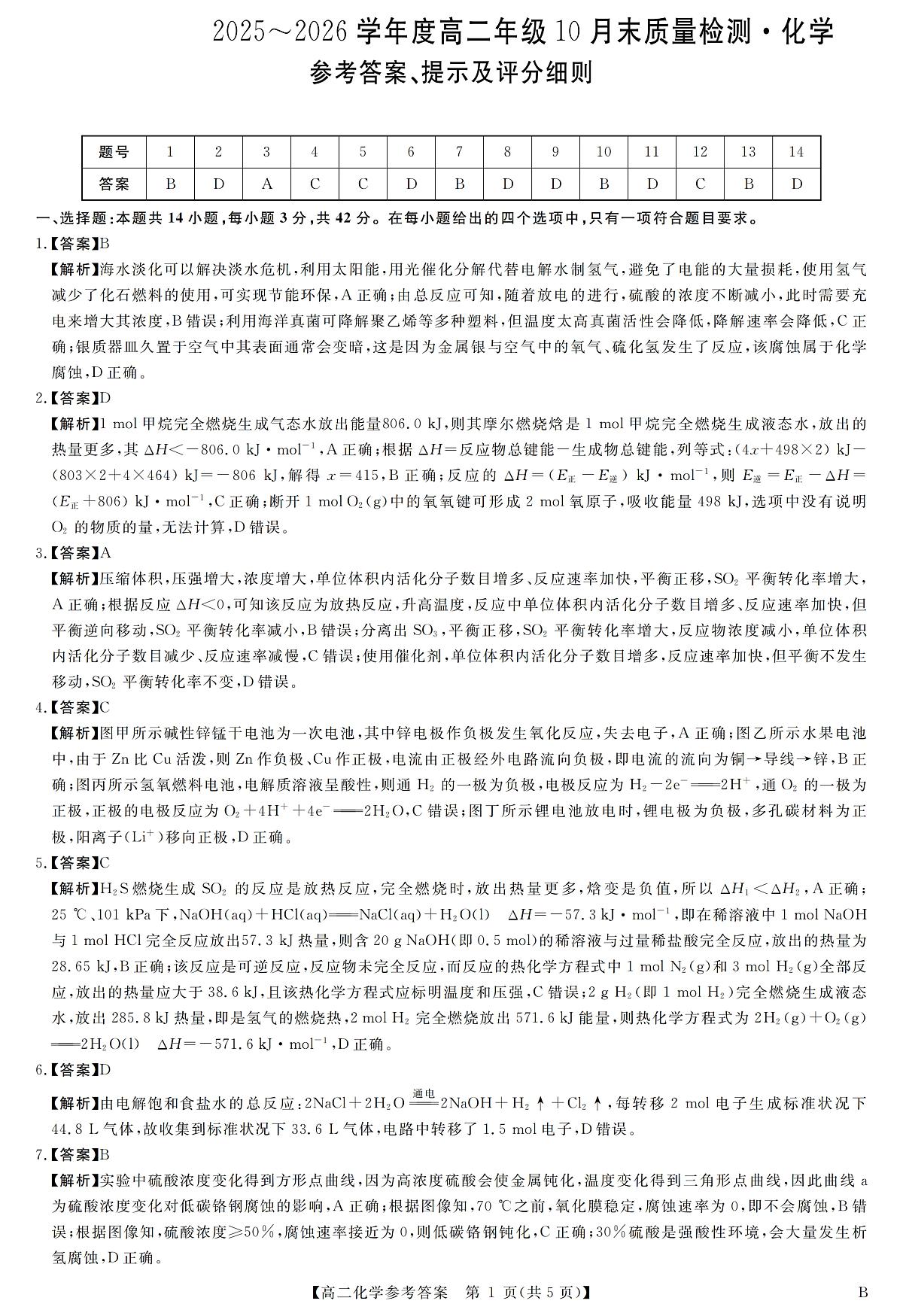 评分细则及答案详解-化学第1页