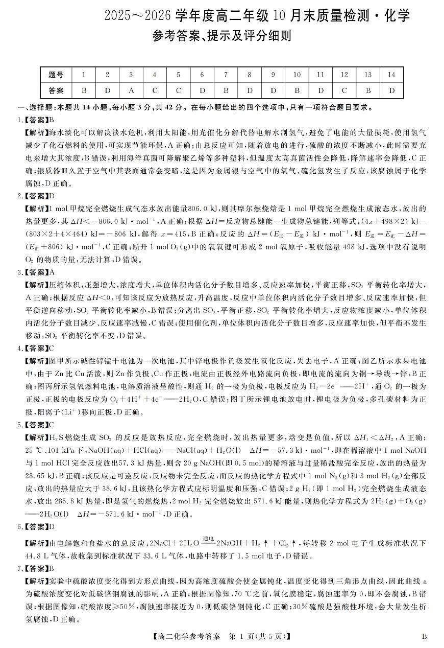 评分细则及答案详解-化学第1页