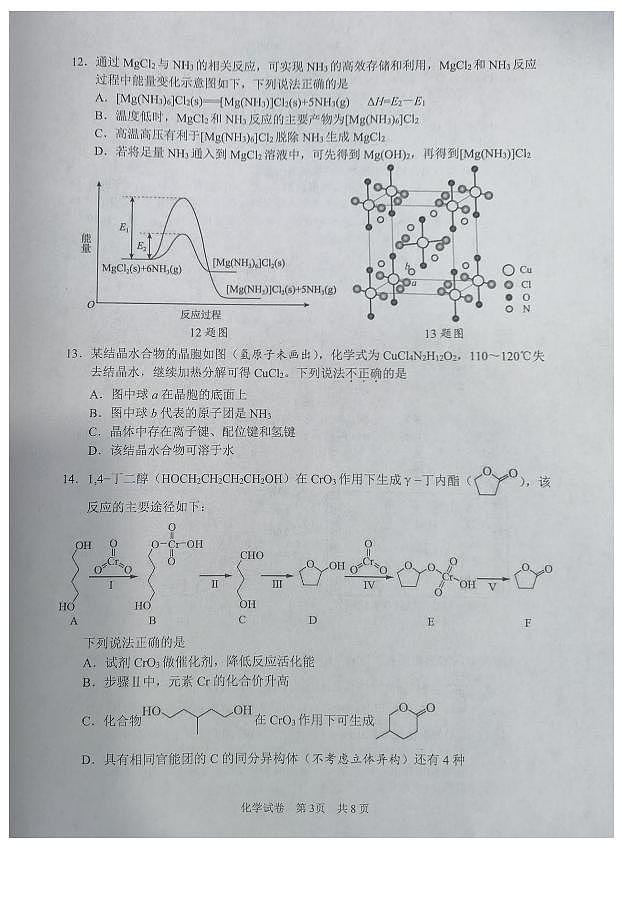 2026届宁波一模化学试题第3页
