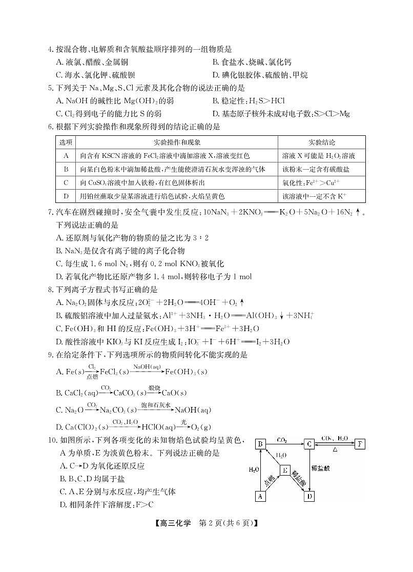2025年“江南十校”新高三上学期第一次综合素质检测化学试卷（无答案）第2页