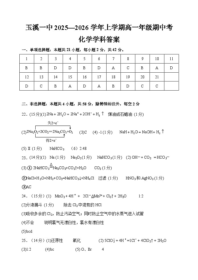 2028届高一上学期期中答案第1页