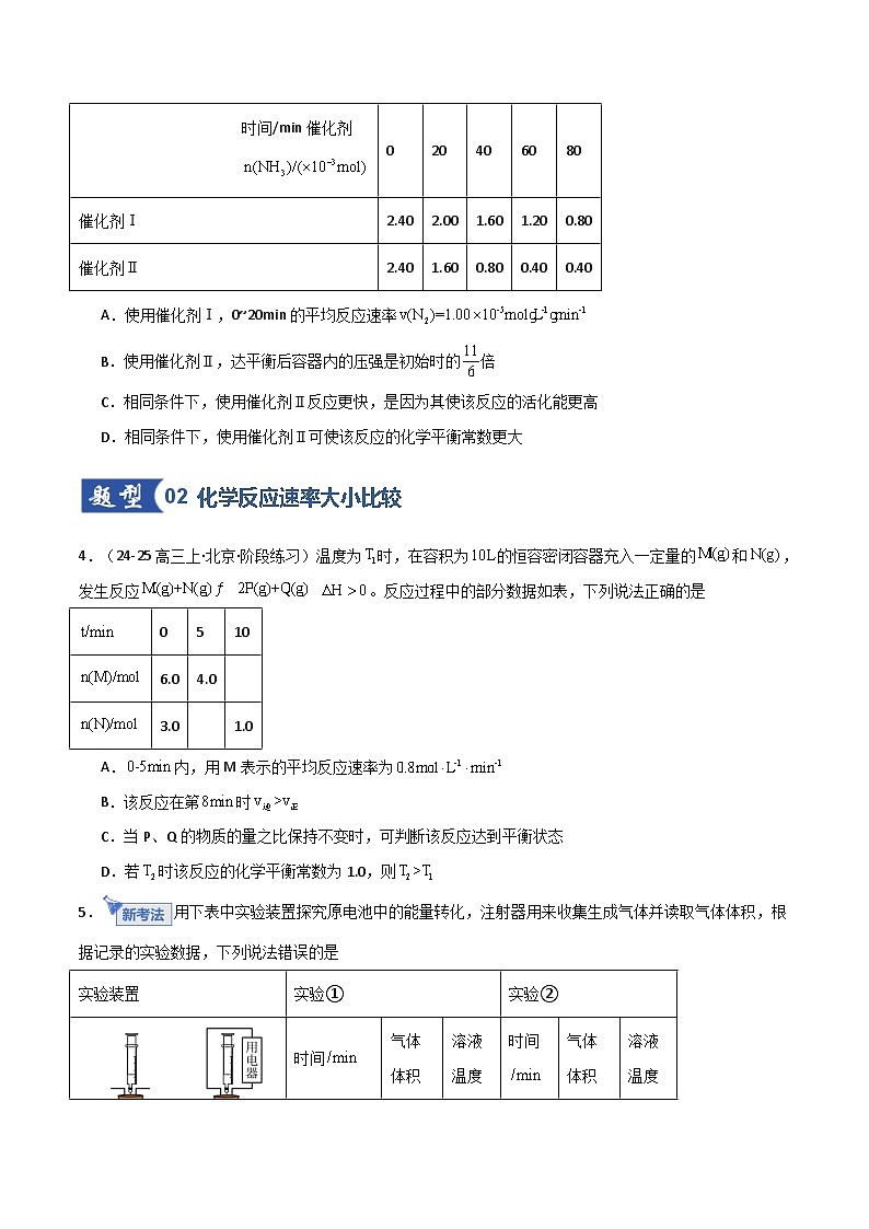 第01讲  化学反应速率及其影响因素（专项训练）（北京专用）（原卷版）第3页
