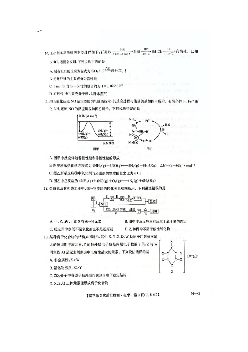 河南省郑州市九师联盟联考2025-2026学年高三上学期11月期中化学试题第3页