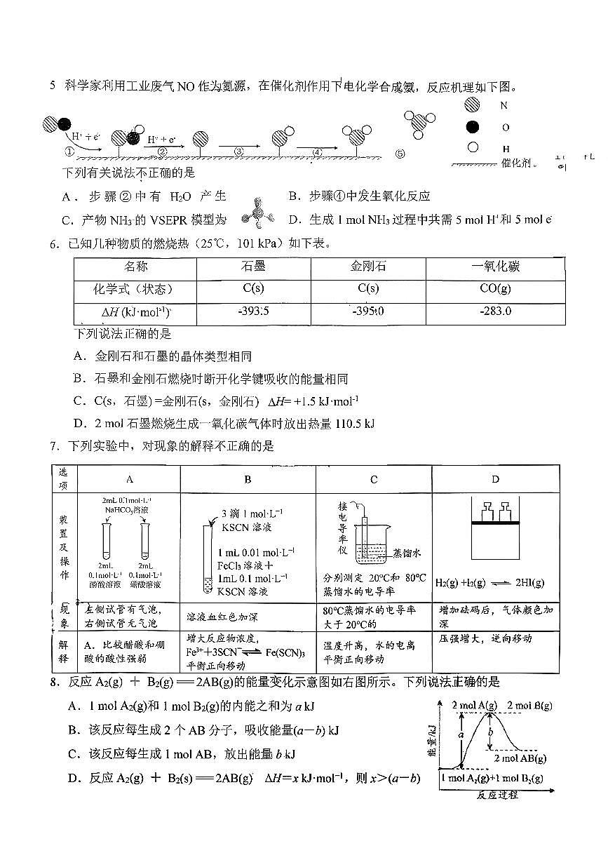 2025北京十一学校高二（上）期中化学试卷第2页