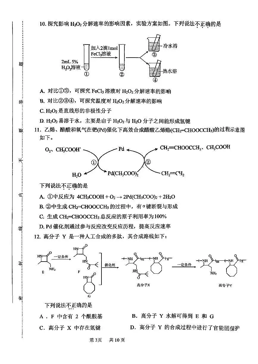 2025北京良乡中学高三（上）期中化学试卷第3页