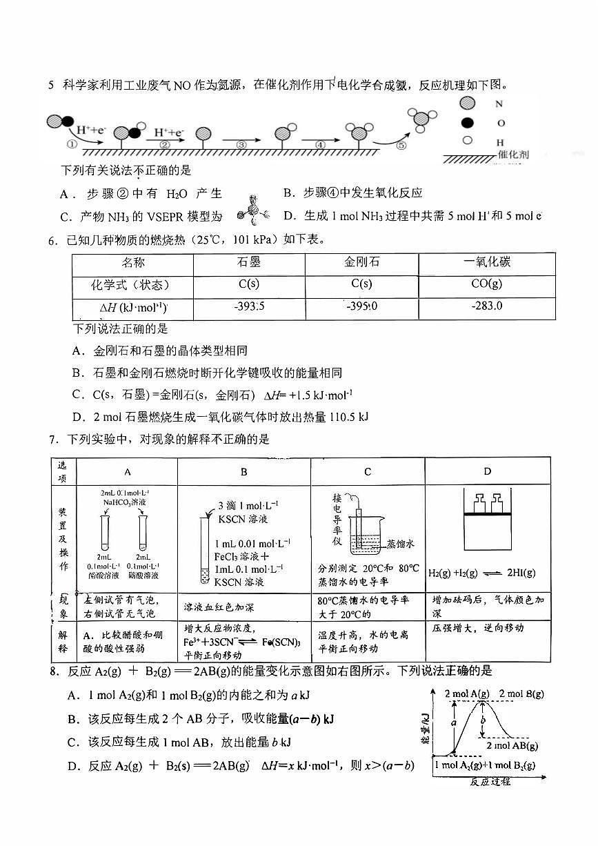 北京市十一学校2025-2026学年高二上学期期中考试化学试题第2页