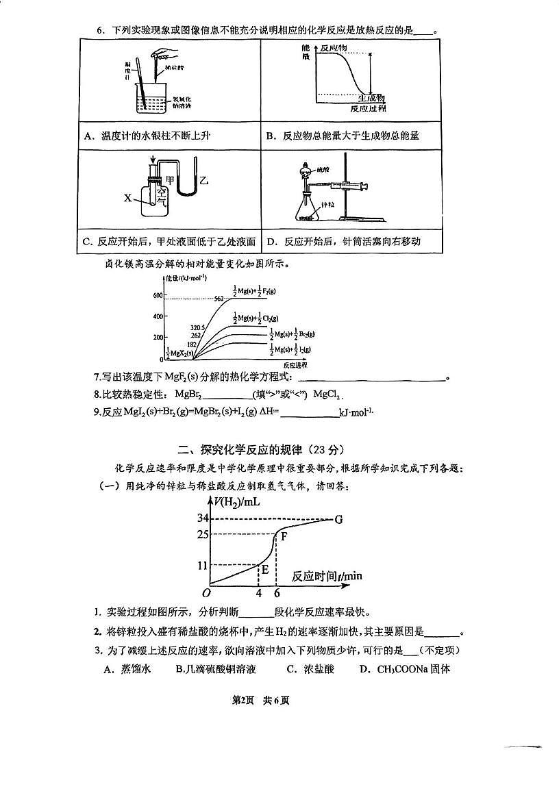 上海市闵行中学2025-2026学年高二上学期11月期中 化学试题第2页
