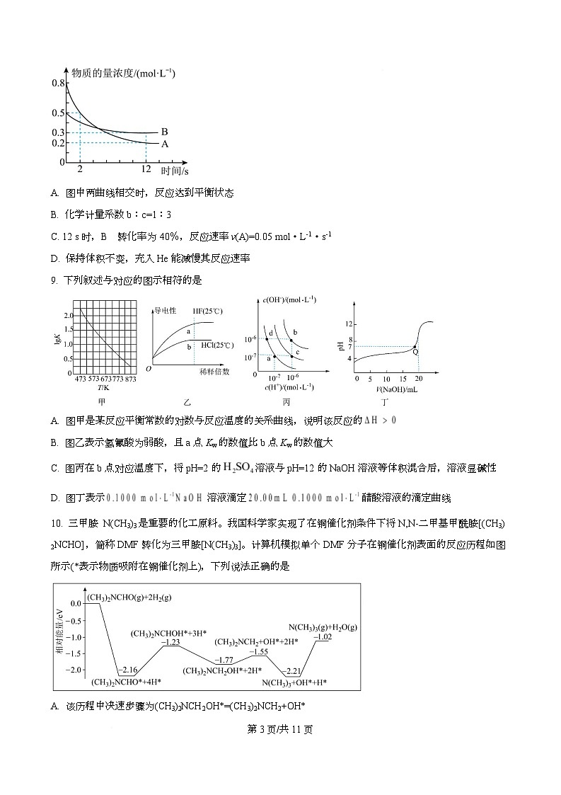 黑龙江省佳木斯市第一中学2025-2026学年高二上学期10月月考化学试题  Word版无答案第3页