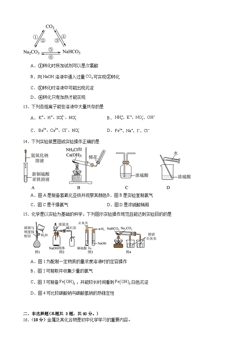 2026届高考一轮化学复习《钠及其重要化合物、铁及其重要化合物》同步练第3页
