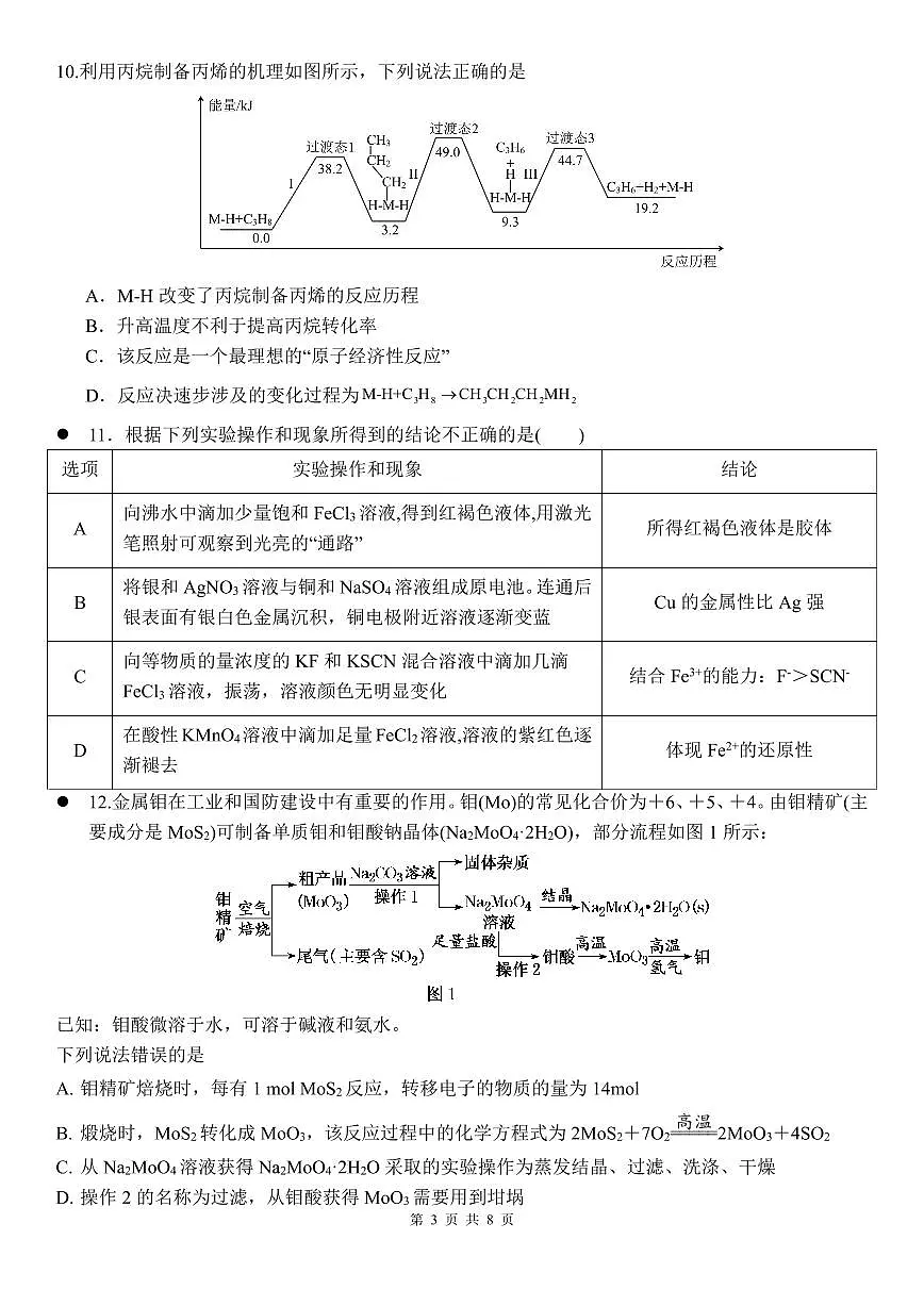 湖南省衡阳八中2026届高三上学期11月期中考化学试卷+答案第3页