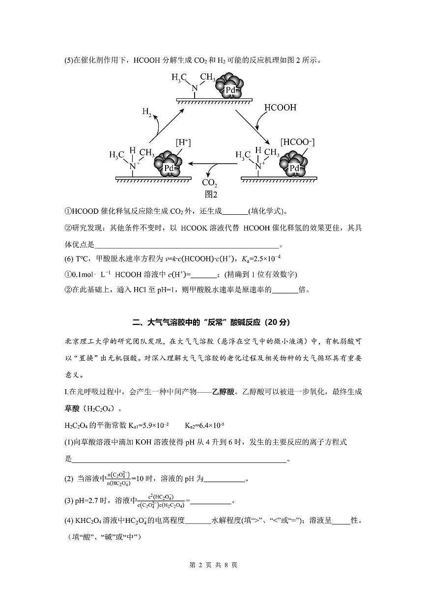 上海外国语大学附中东校2025-2026学年高二上学期期中考试化学试题第2页