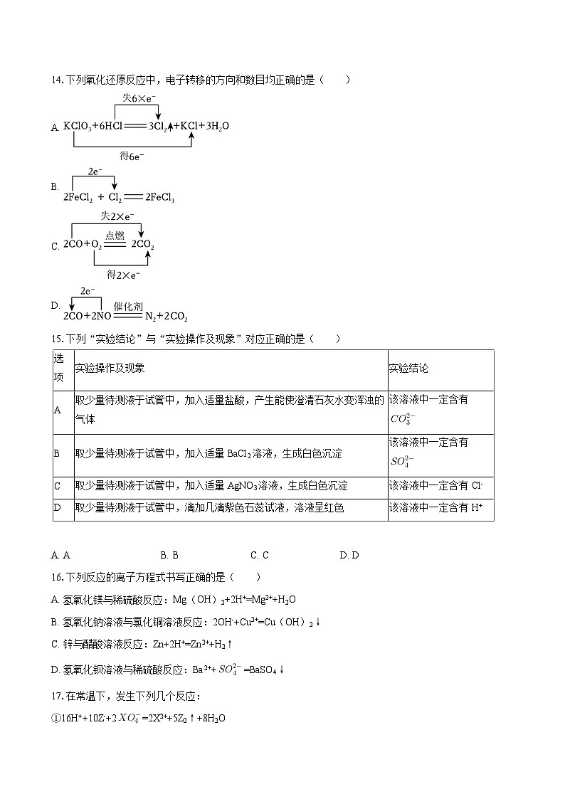 广东省湛江第一中学2025-2026学年高一上学期10月期中考试化学试题（含答案）第3页