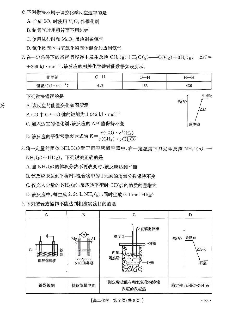陕西省西安市部分学校2025-2026学年高二上学期期中化学试题第2页