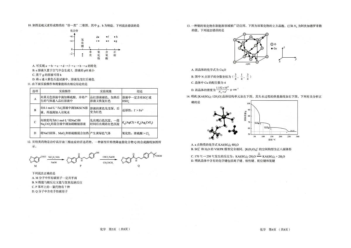 河北省保定市2025-2026学年高三上学期11月期中化学试卷（含答案）第2页