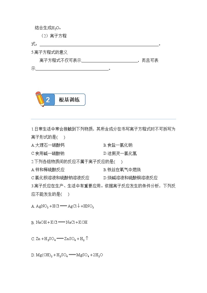 1.2.2 离子反应——高一化学人教版（2019）必修一精品同步分层练第2页