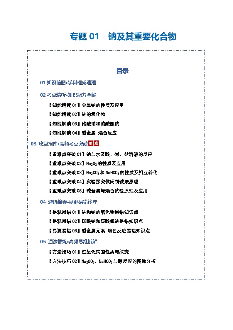 第3章 专题01 钠及其重要化合物（原卷版）第1页