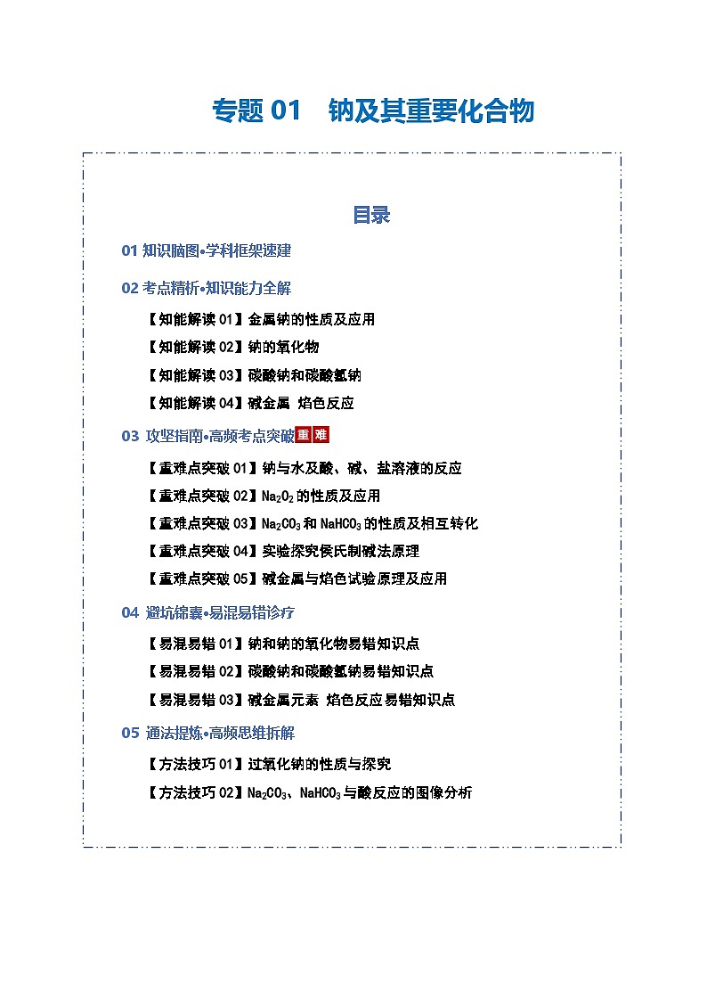 第3章 专题01 钠及其重要化合物 Word版含解析第1页